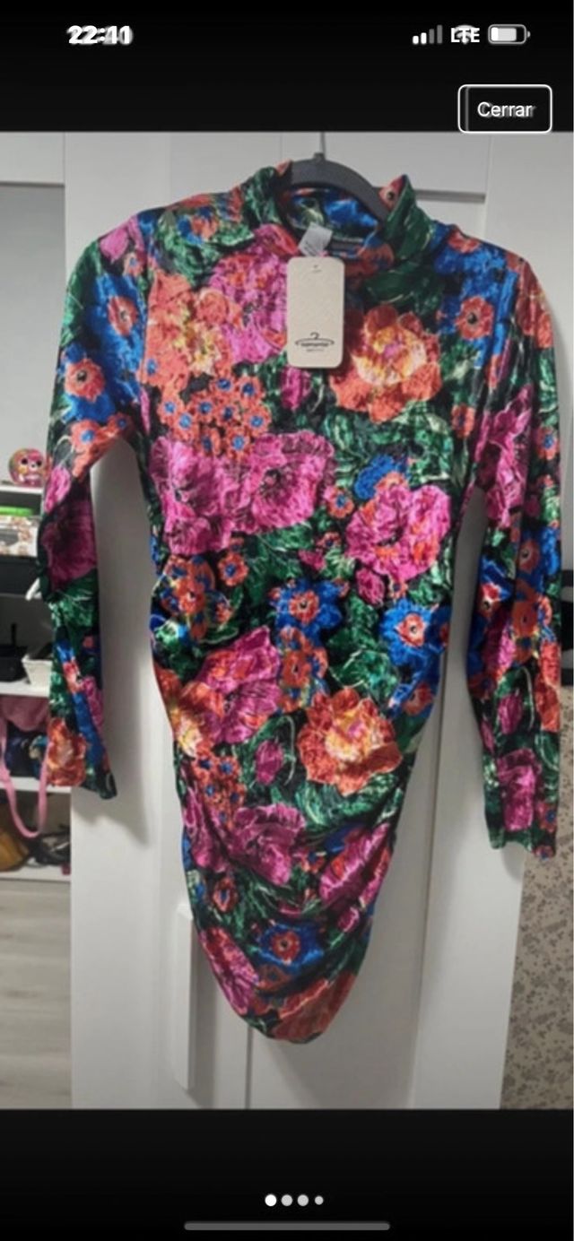 Vestido Terciopelo Estampado Floral