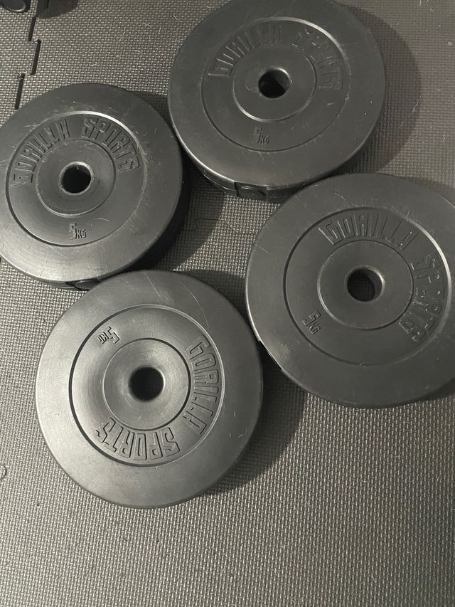 4 Discos Pesas Gimnasio 5 kg Gorilla Sports