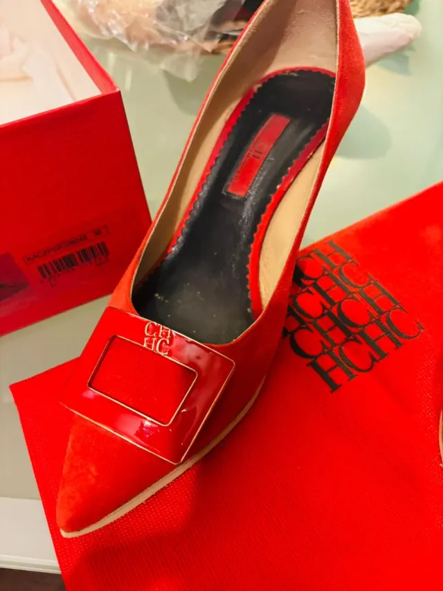 Zapatos Carolina Herrera Piel Rojo Talla 36