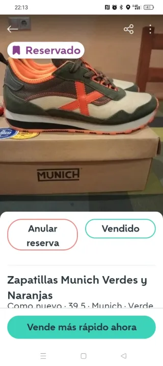 Zapatillas Munich Verdes y Naranjas Talla 39.5