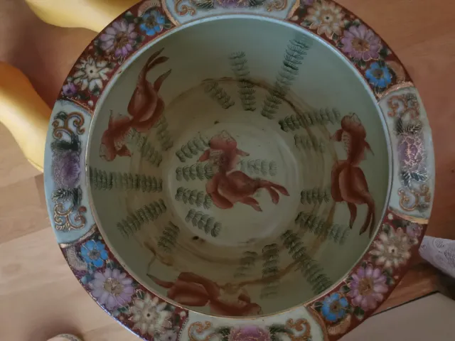 Macetero/pecera porcelana China decorada