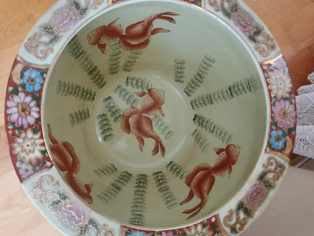 Macetero/pecera porcelana China decorada