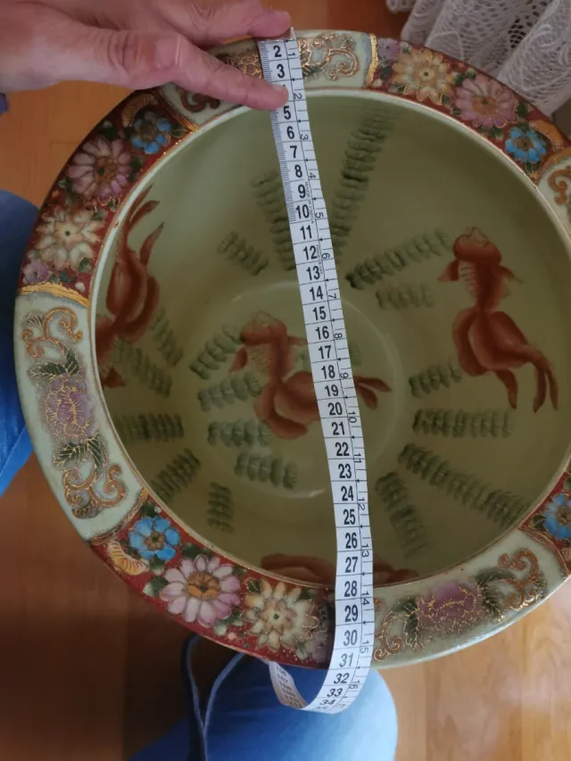 Macetero/pecera porcelana China decorada