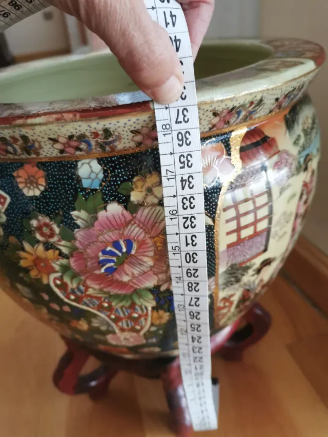 Macetero/pecera porcelana China decorada