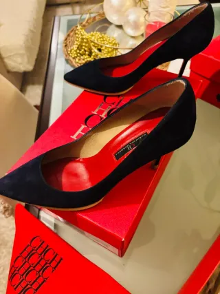 Zapatos Carolina Herrera Piel Negros y rojos