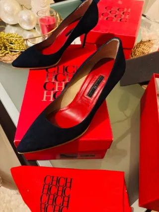 Zapatos Carolina Herrera Piel Negros y rojos