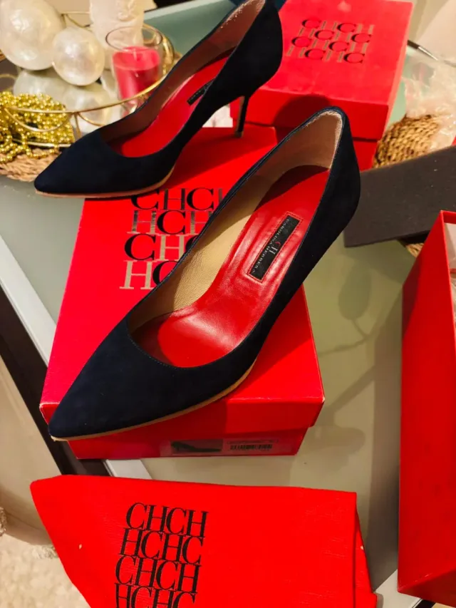 Zapatos Carolina Herrera Piel Negros y rojos