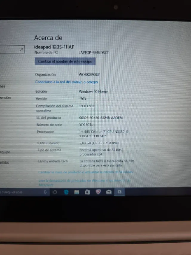 Portátil Lenovo 12 Blanco y Negro