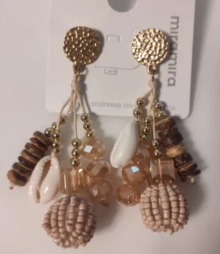 Pendientes Miramira Beige y Marrón