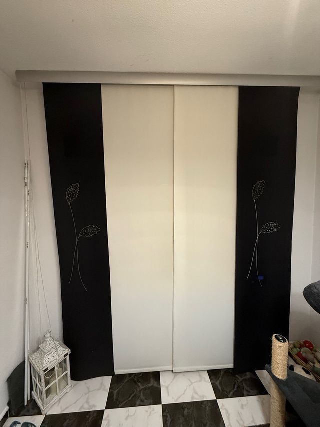 Estor japones tela blanco y negro juego de 2