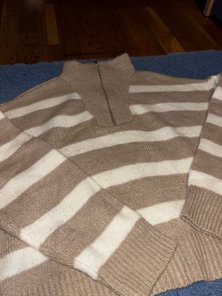 Jersey de rayas marrón y blanco