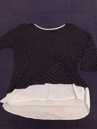 2 maglie manica 3/4 pois e ricami