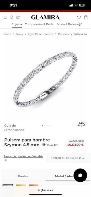 Pulsera Rivière Oro 18k Diamantes