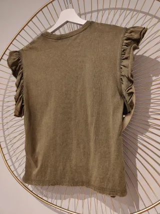 Jersey Zara manga volante verde oliva