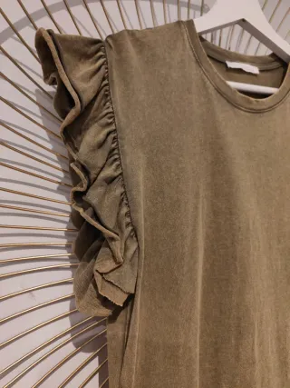 Jersey Zara manga volante verde oliva