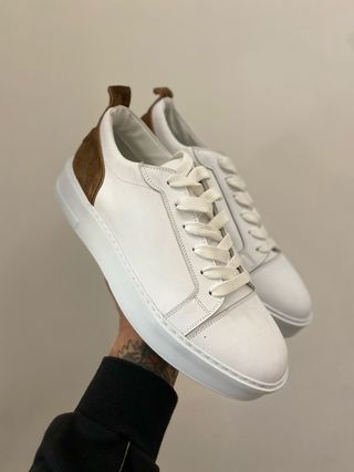 Scarpe uomo 4us bianche e marroni taglia 42