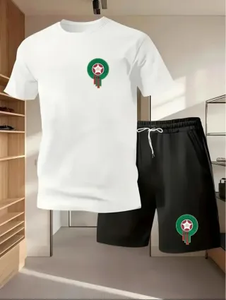 Conjunto Chándal Fútbol Marruecos Blanco/Negro