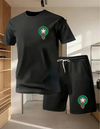 Conjunto Chándal Fútbol Marruecos Blanco/Negro