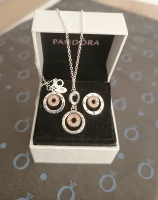 Pendientes y Charm Colgante Dos Círculos dos Tonos