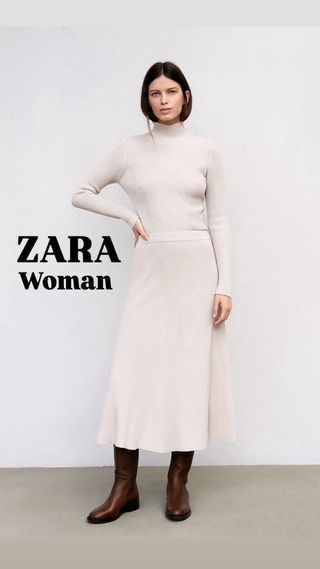 Conjunto Zara jersey cuello alto y falda