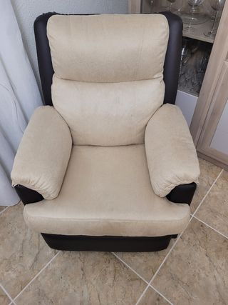 Sillón relax beige y negro
