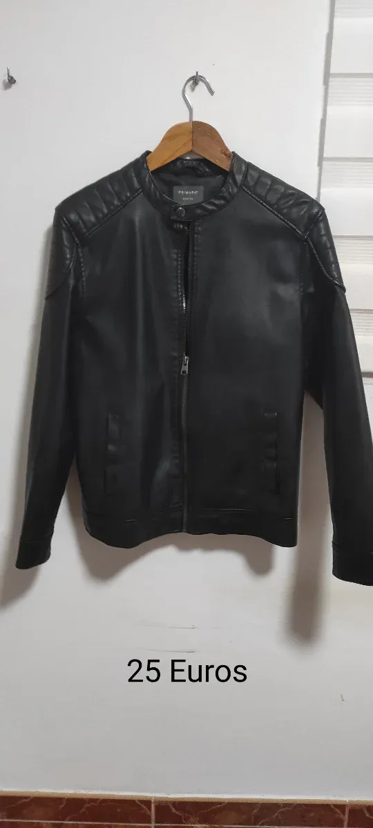 Chaqueta de cuero negra hombre