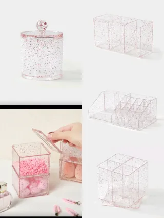 Set organizer make-up glitter rosa