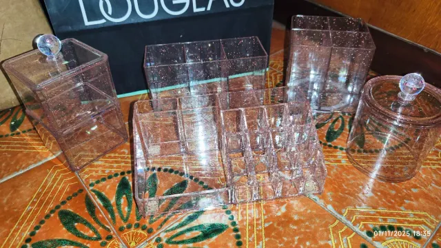 Set organizer make-up glitter rosa