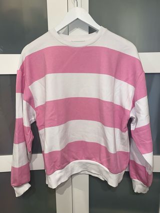 Sudadera rayas rosa y blanca