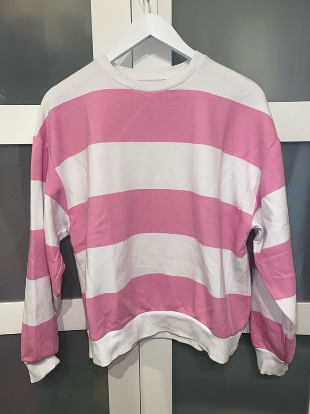 Sudadera rayas rosa y blanca