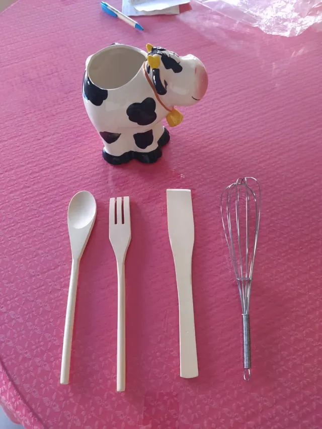 Juego Utensilios Cocina Vaca Cerámica