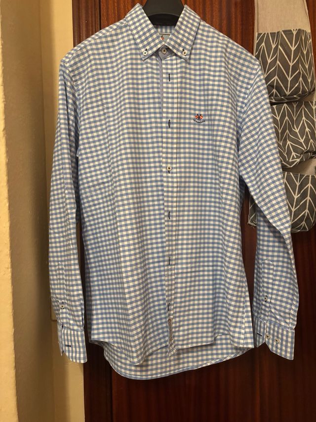 Camisa La Española cuadros azul y blanco Talla M