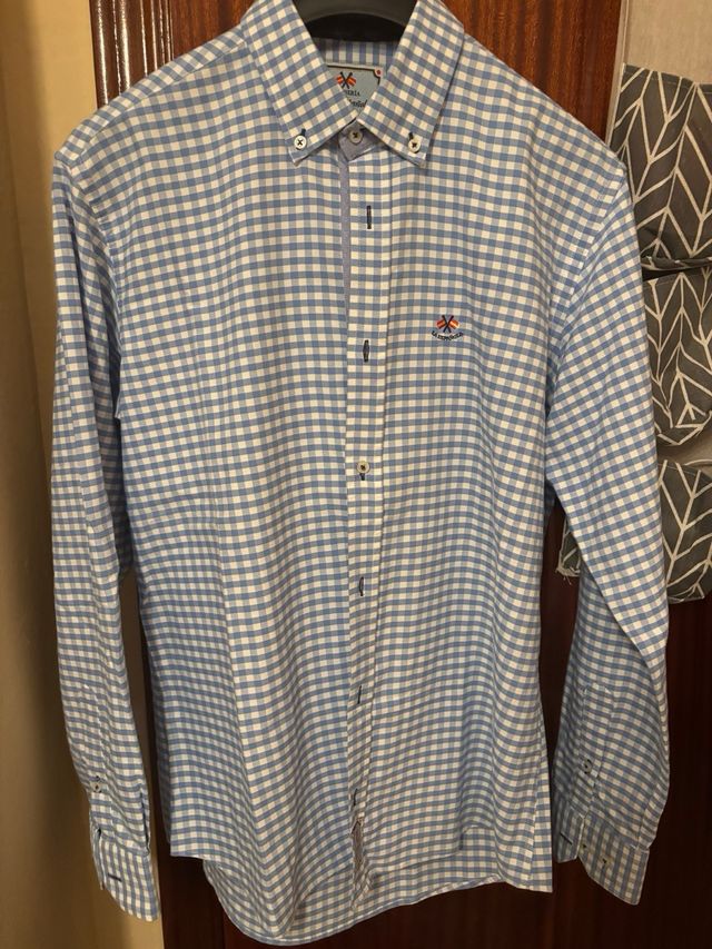 Camisa La Española cuadros azul y blanco Talla M