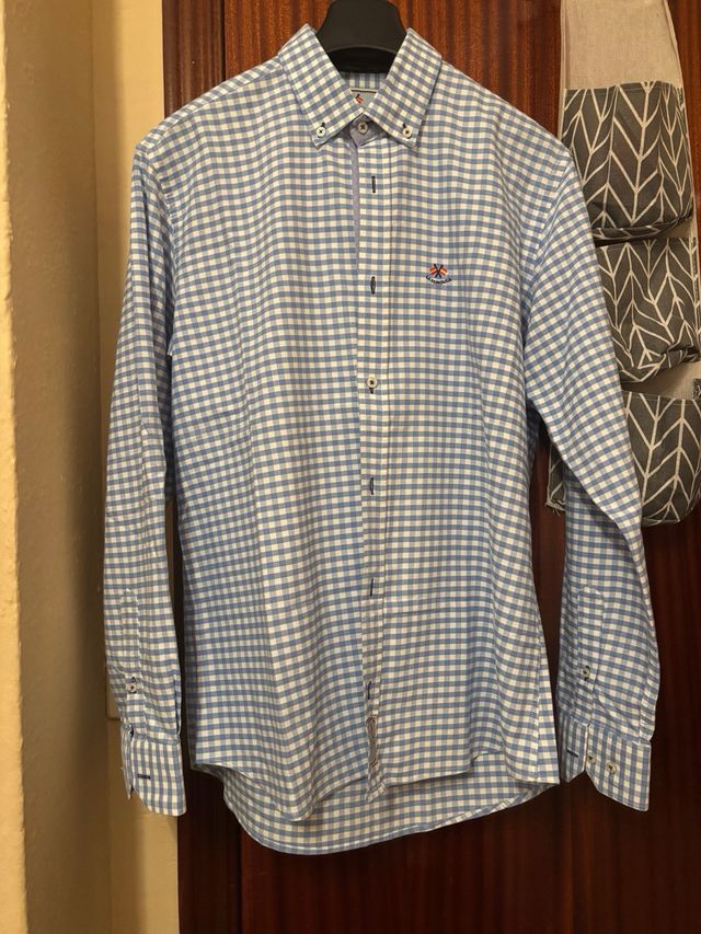 Camisa La Española cuadros azul y blanco Talla M