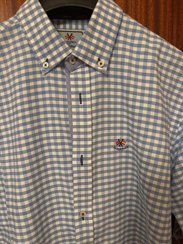 Camisa La Española cuadros azul y blanco Talla M
