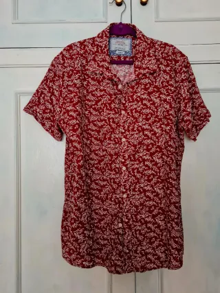 Camisa lino Springfield burdeos estampado Floral