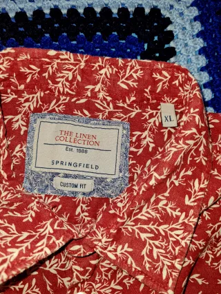 Camisa lino Springfield burdeos estampado Floral