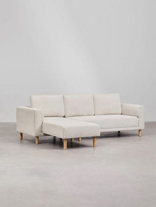 Sofá chaise longue beige y marrón