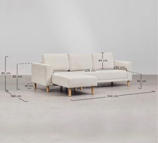 Sofá chaise longue beige y marrón