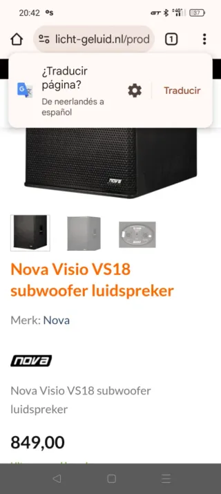 Subwoofer Nova Visio VS18 18 pulgadas 800 rms