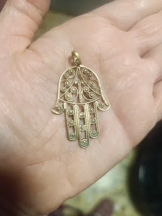 Colgante Mano de Fátima Antigua Bronce