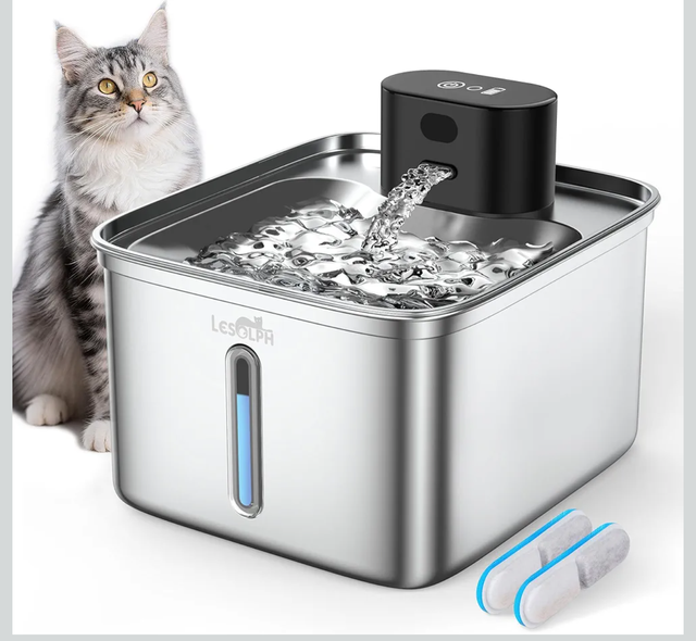 Fuente para gatos inalámbrica 3'5L . Inox. Nueva