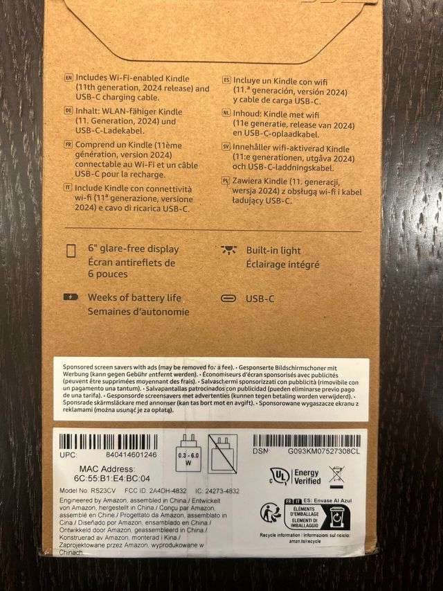 Kindle 11ª Geração - Caixa Selada