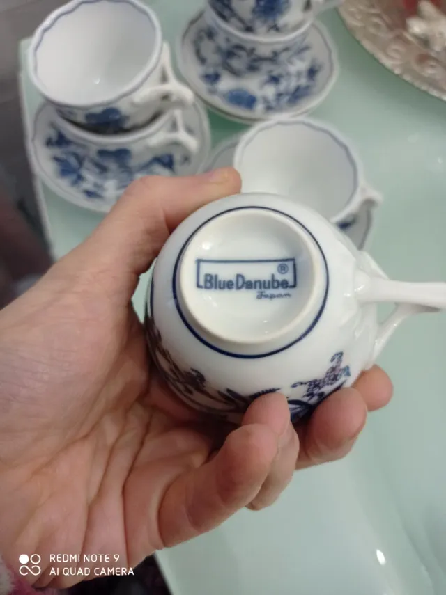 Set 6 tazzine caffè porcellana blu e bianco