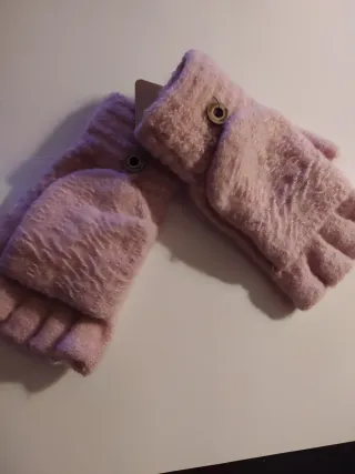 Mitones Rosas sin dedos con tapa