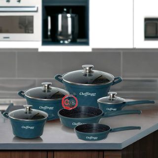 Set Pentole Cheffinger Teal e Nero