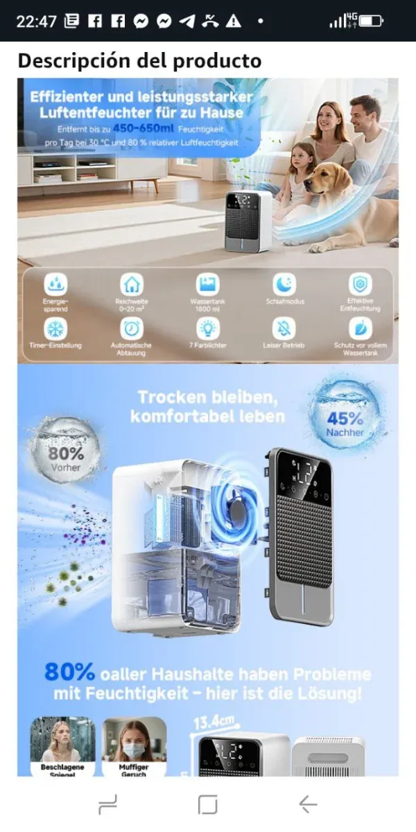 Deshumidificador Flewav 1800ML