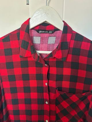 Camisa larga cuadros roja y negra Talla M