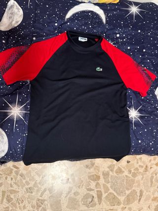 Maglietta sportiva Lacoste uomo nera e rossa