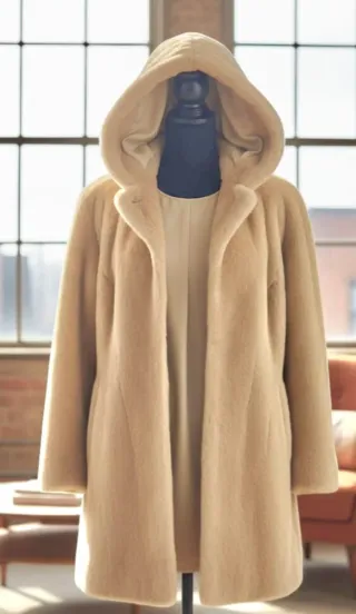 Abrigo vintage con capucha beige